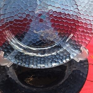 7 Blue Color Glass Large Pressed Hammered Bubble Design Dinner Plate By Elements